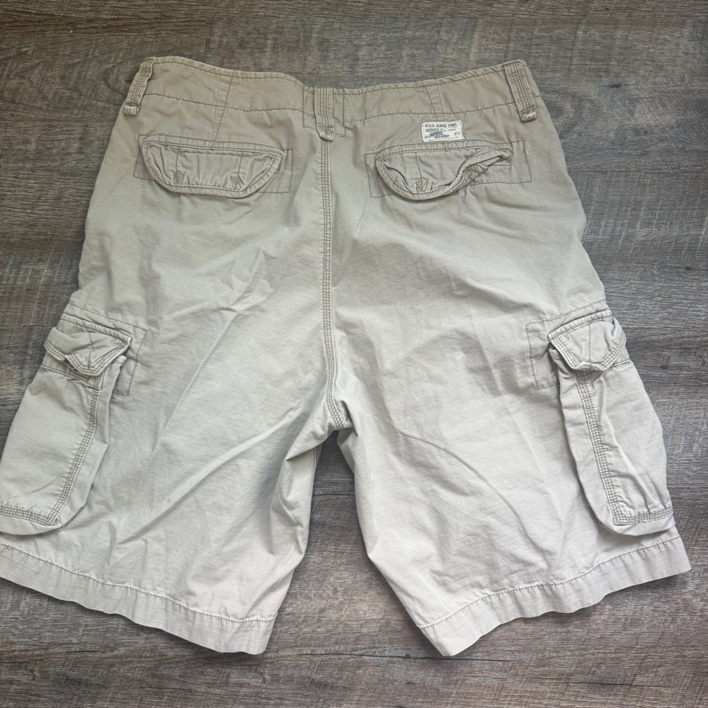 Polo Jeans Co Ralph Lauren Cargo Shorts 38 Relaxed Khaki Tan Ripstop Cotton